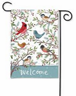 Winter Bird Branches Garden Flag